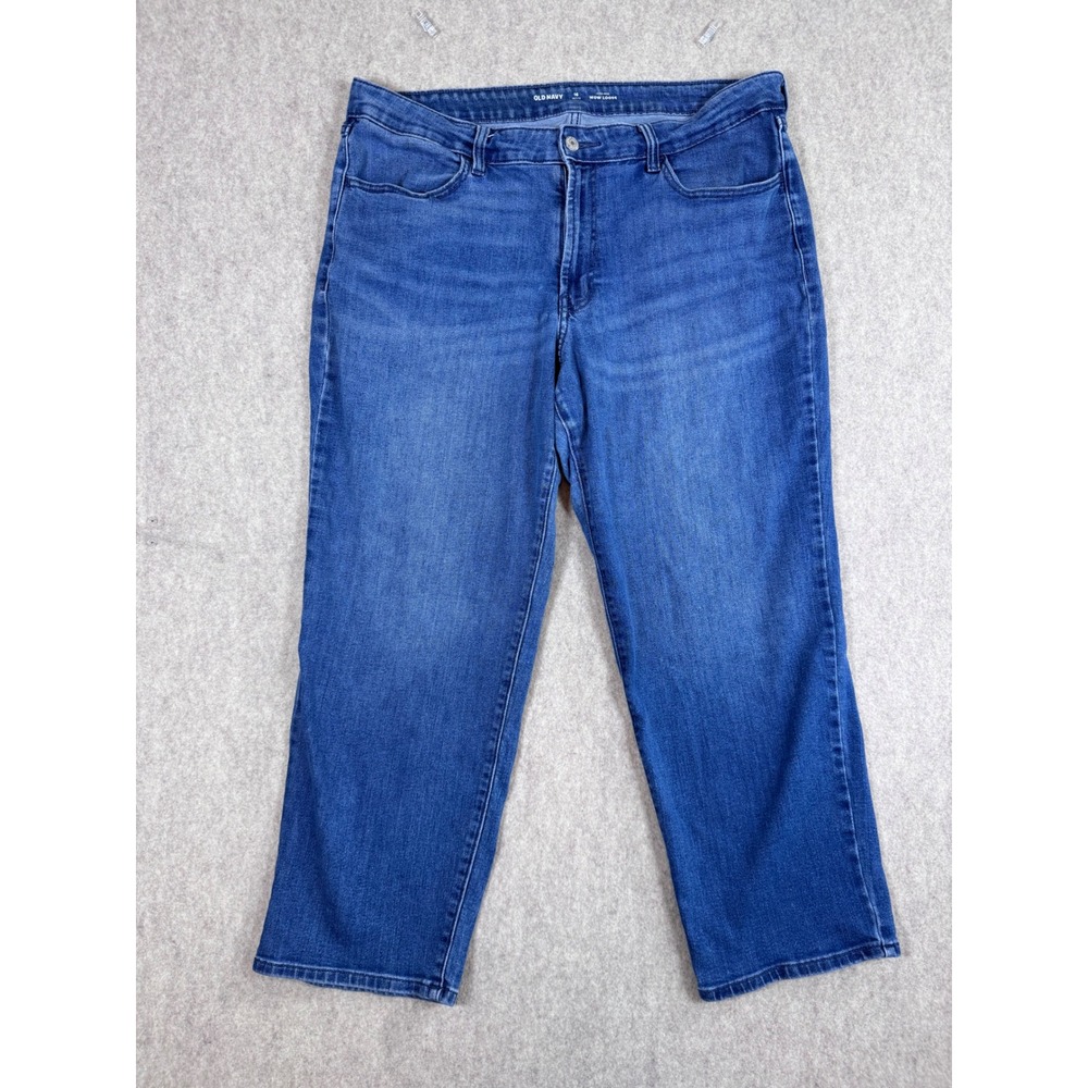 Old Navy Wow Loose Jeans Womens 16 Petite High Rise Medium Wash Blue Denim Pants
